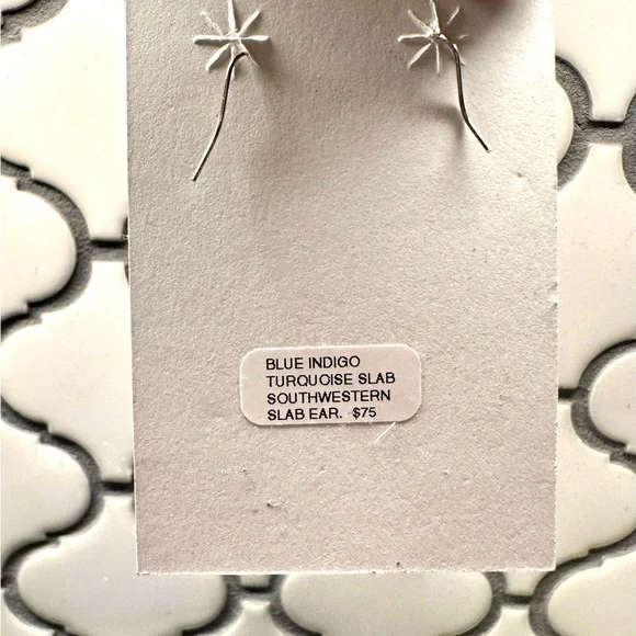 NWT Blue Indigo Genuine Turquoise Slab Heart Earrings - Picture 5 of 7